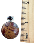 Noreena Jasper & Garnet Solid 925 Sterling Silver Pendant