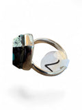 Kingman Turquoise with Pyrite Solid 925 Sterling Silver Ring 7