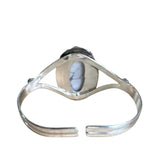 Howlite & Black Onyx Solid 925 Sterling Silver Cuff Bracelet