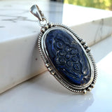 Carved Labradorite Solid 925 Sterling Silver Pendant