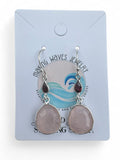 Rose Quartz & Garnet Solid 925 Sterling Silver Earrings