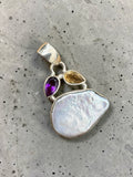 Pearl Multi-Stone Solid 925 Sterling Silver Pendant