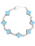 Lab Fire Opal Solid 925 Sterling Silver Bracelet