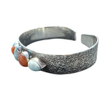 Larimar & Sunstone Solid 925 Sterling Silver cuff Bracelet