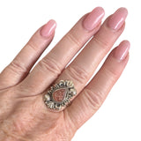 Faceted Sunstone Solid 925 Sterling Silver Ring 9.5