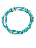 4 mm Bright Blue Aquamarine beaded Necklace 18 inches