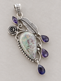 Variscite & Amethyst Silver Overlay Pendant