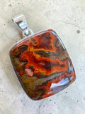 Seam Agate Solid 925 Sterling Silver Pendant