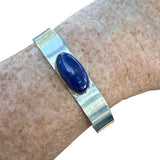 Blue Lapis Solid 925 Sterling Silver Cuff Bracelet