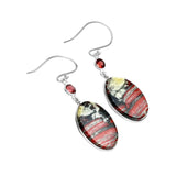 Snake Skin Jasper & Garnet Solid 925 Sterling Silver Earrings