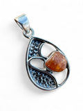 Rough Hessonite Garnet Solid 925 Sterling Silver Pendant