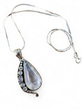 Rainbow Moonstone Solid 925 Sterling Silver Pendant with 18 inch chain necklace