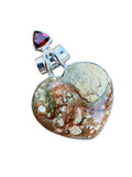 Rainforest Opal & Garnet Solid 925 Sterling Silver Pendant