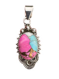 Kingman Cotton Candy Turquoise Solid 925 Sterling Silver Pendant