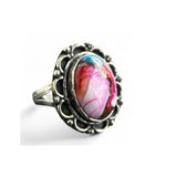 Kingman Pink Dahlia Turquoise Solid 925 Sterling Silver Ring 9.5