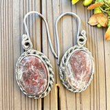 Crazy Lace Agate oval Solid 925 Sterling Silver Earrings