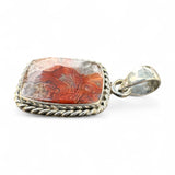 Crazy Lace Agate square Solid 925 Sterling Silver Pendant