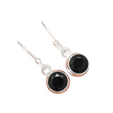 Faceted Black Onyx Solid 925 Sterling Silver Earrings