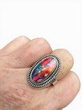 Kingman Pink Dahlia Turquoise Solid 925 Sterling Silver Ring 6