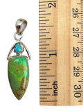 Kingman Green & Blue Turquoise Solid 925 Sterling Silver Pendant