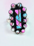 Kingman Cotton Candy Turquoise Solid 925 Sterling Silver Ring ADJ
