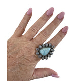 Caribbean Larimar & Rainbow Moonstone Solid 925 Sterling Silver Ring 9.5