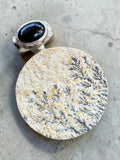 German Dendrite & Onyx Solid 925 Sterling Silver Pendant