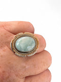 Caribbean Larimar Solid 925 Sterling Silver Ring 6