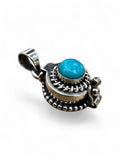 Kingman Turquoise Solid 925 Sterling Silver Poison Locket Pendant
