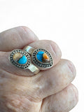 Kingman Turquoise & Spiny Oyster Solid 925 Sterling Silver Ring ADJ