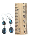 Faceted Labradorite Solid 925 Sterling Silver Earrings