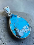 Kingman Turquoise w Pyrite Solid 925 Sterling Silver Pendant