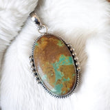 Mexican Sonoran Turquoise Solid 925 Sterling Silver Pendant