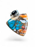 Kingman Turquoise & Oyster Solid 925 Sterling Silver Pendant