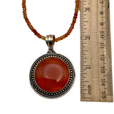 Carnelian Solid 925 Sterling Silver Beaded Pendant Necklace