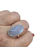 Blue Lace Agate Solid 925 Sterling Silver Ring 10