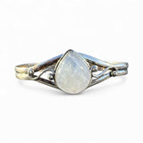Rainbow Moonstone Solid 925 Sterling Silver Cuff Bracelet