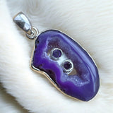 Purple Solar Quartz & Amethyst Solid 925 Sterling Silver Pendant