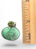 Variscite & Peridot Solid 925 Sterling Silver Pendant