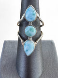 Caribbean Larimar Solid 925 Sterling Silver Ring 7