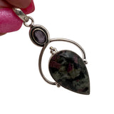 Eudialyte & Amethyst Solid 925 Sterling Silver Pendant