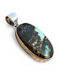 Black Jack Turquoise Solid 925 Sterling Silver Pendant