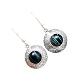 Silver Leaf Obsidian Solid 925 Sterling Silver Earrings