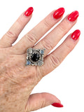Black Onyx & Moonstone Solid 925 Sterling Silver Ring 11