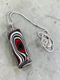 Fordite Solid 925 Sterling Silver Pendant with 18 inch chain necklace