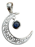 Crescent Moon Labradorite Solid 925 Sterling Silver Pendant