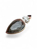 Royal Imperial Jasper & Garnet Solid 925 Sterling Silver Pendant