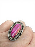 Kingman Pink Dahlia Turquoise Solid 925 Sterling Silver Ring 6