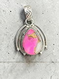 Kingman Cotton Candy Turquoise Solid 925 Sterling Silver Pendant