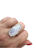 Faceted Rainbow Moonstone Solid 925 Sterling Silver Ring 9